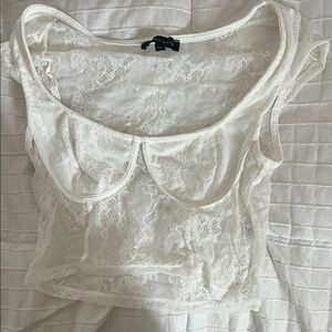 Kendall & Kylie White Lace Blouse